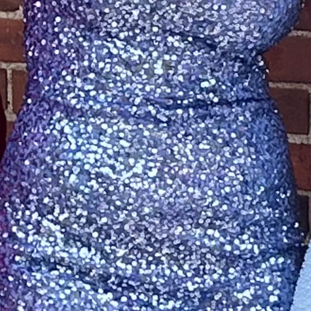 Primavera Couture Lavender-Blue Sequin Homecoming Dress
